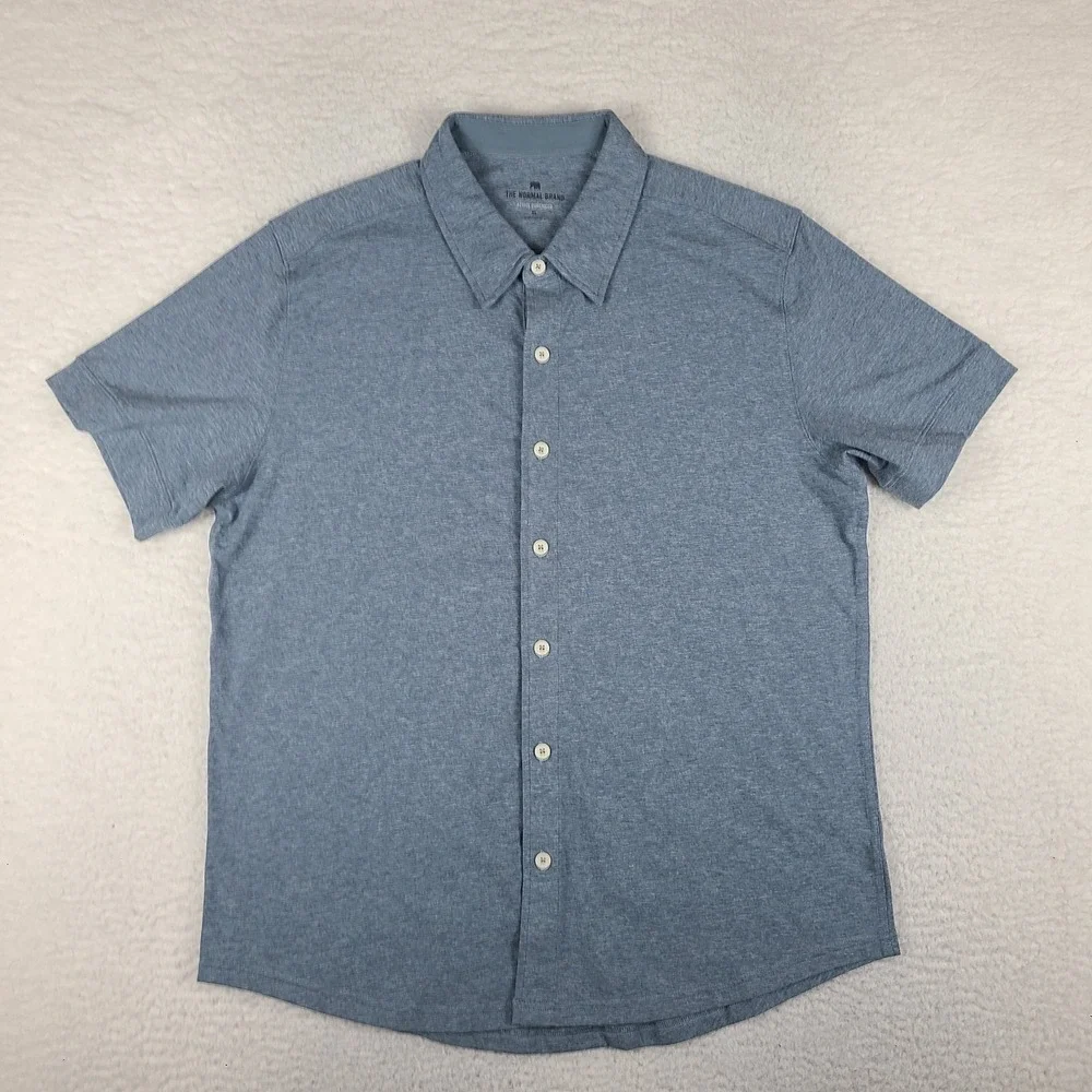 The Normal Brand Shirt Mens XL Blue Active Puremeso Button Up Short Sleeve